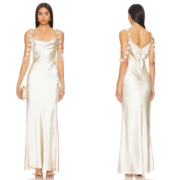 Self-Portrait Flower Maxi Dress in Champagne Size US 8 NEW! New with tags!